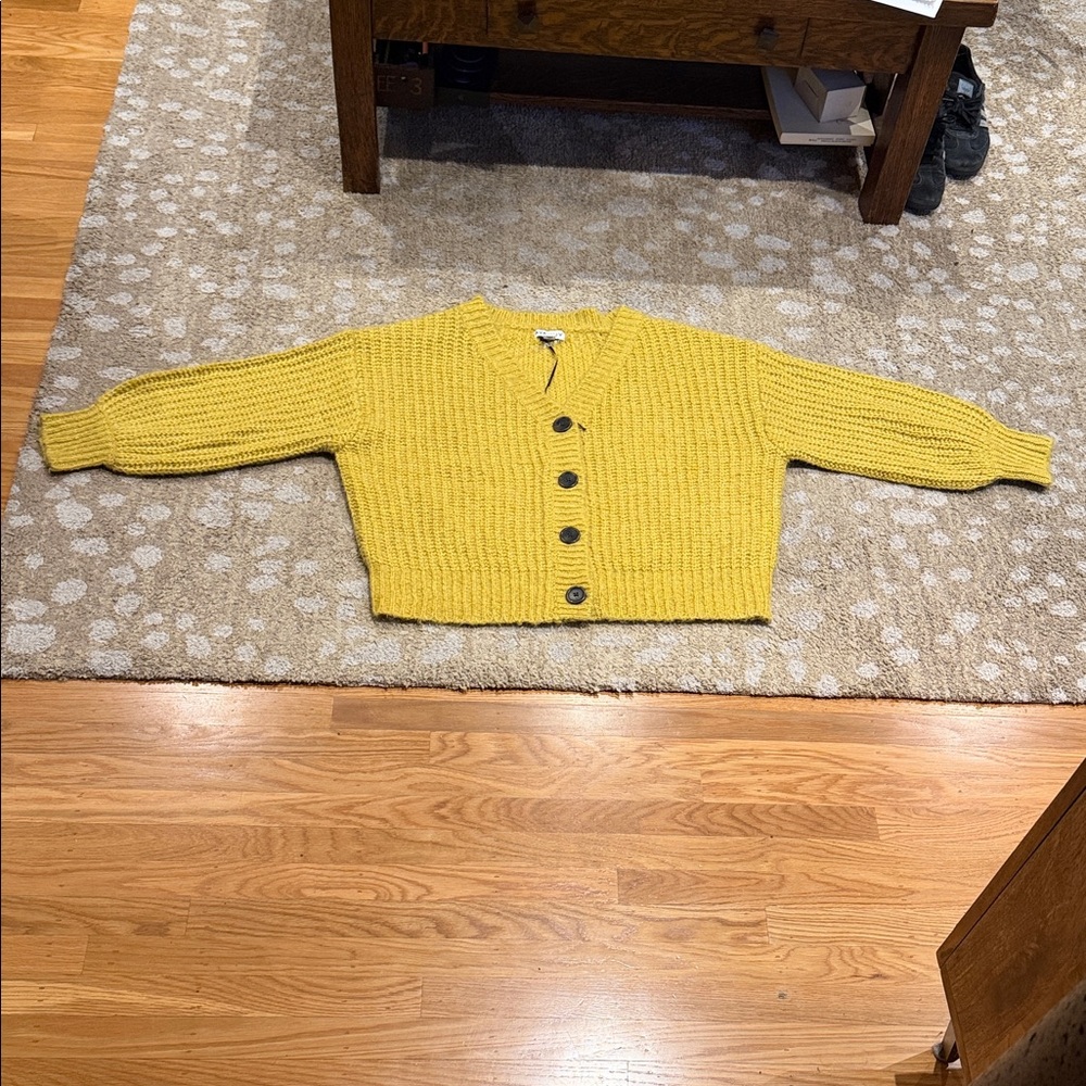 Ava & Viv Mustard Button-Up Cardigan